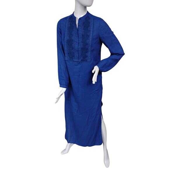 Roller Rabbit Dresses & Skirts - Roller Rabbit Maxi Kaftan Dress Size Small Blue Long Sleeve Pullover Embroidered